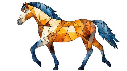 Obraz premium Graceful Watercolor Horse in Stained Glass Style