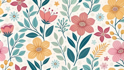 Seamless pattern with abstract flowers