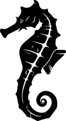 vector animal illustration, logo, black silhouette with a seahorse