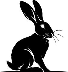 vector animal illustration, logo, black silhouette with a rabbit