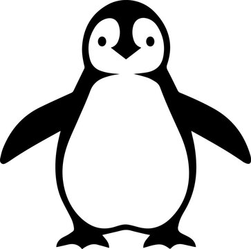 vector animal illustration, logo, black silhouette with a penguin