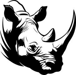 vector animal illustration, logo, black silhouette with a rhino