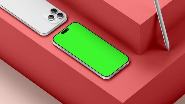 I phone mobile mockup , green screen mobile phone, Table pro mockup video animation, Smartphone Mockup Series With Green Screen Isolated On The Green Screen Background.