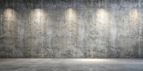 Fototapeta premium Empty Room with Spotlights on Weathered Concrete Wall
