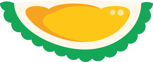 Ripe durian fruit cut open revealing yellow flesh, vector illustration of tropical fruit with strong odor