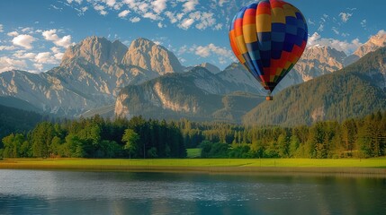 Fototapeta premium air balloon in the mountains