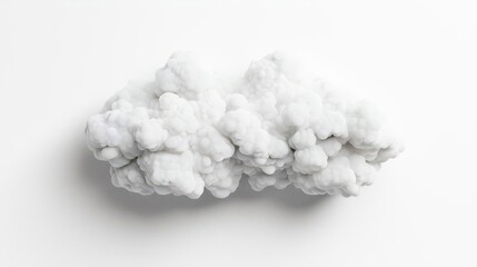 a fluffy cloud, sky element, soft and dreamy illustration, pure white with light gray shadows, isolated on white background