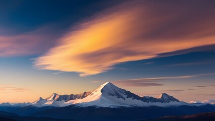 Majestic Mountains with Sunset Backdrops, generative AI