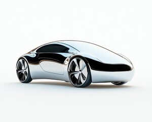 a futuristic car, automotive element, sleek aerodynamic design, metallic blue and silver, isolated on white background