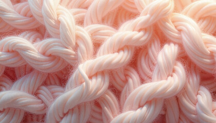 Obraz premium Pink twisted ropes texture with soft fibers for creative backgrounds and design projects