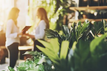 Obraz premium Colleagues Brainstorming in a Cozy Coffee Shop