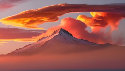 Majestic Mountains with Sunset Backdrops, generative AI
