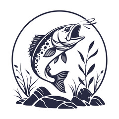 Creative Fish Logo Design  A Harmonious Representation of Aquatic Life, Natural Elements, and Artistic Elegance