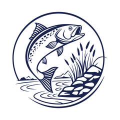 Creative Fish Logo Design  A Harmonious Representation of Aquatic Life, Natural Elements, and Artistic Elegance