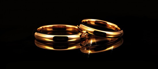 Gold Rings Isolated On Black Background