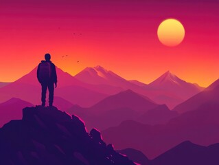 Fototapeta premium Mountain Top Sunset