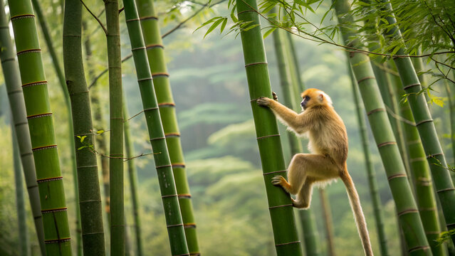 Golden Langur in a Bamboo Grove