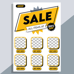 Flash Sale Poster Template with 50% Off Discount 
