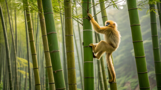Golden Langur in a Bamboo Grove - Powered by Adobe