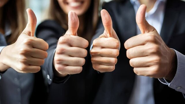 A group of people are giving thumbs up to each other