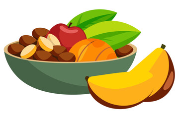 Healthy Snack Idea- Mixed Nuts, Fruits, and Juicy Mango