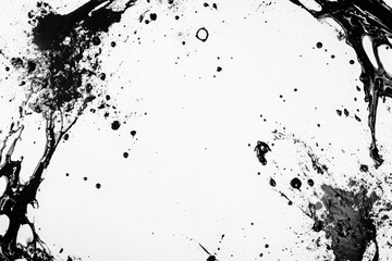 Obraz premium Abstract black and white paint splatter frame for creative photography composition
