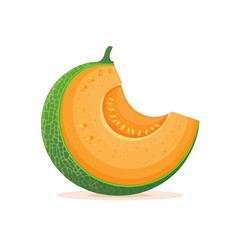 Simple flat 2D illustration of a cantaloupe isolated on a white background, vector 2D design, icon, illustration