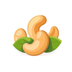 Obraz premium Simple flat 2D icon cashews isolated on a blue background, vector, flat design, animation design, vector, animation design, simple flat 2D icon, minimalist icon design, simple