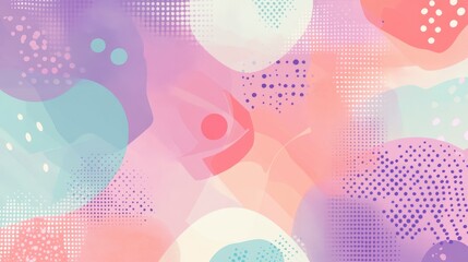 Abstract Background with Overlapping Pastel Shapes and Dots