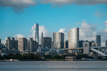 Obraz premium China's economic center, the skyscrapers of downtown Shanghai.