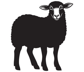 Cartoon sheep silhouette vector