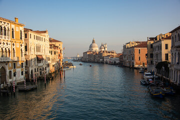 View of the church Santa Maria della Salute from the Academy Bridge  of the Grand Canal 