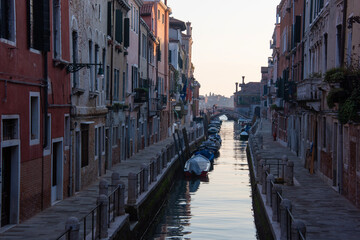 View of a canal, late afternoon in December.