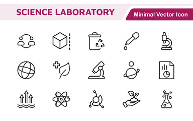 Science Icon Set. Iconl for Chemistry, Biology, Physics, Astronomy, Lab Projects, Research, Academic, Scientific Research, Laboratory Work, Academic Studies, Experiments, and STEM Education