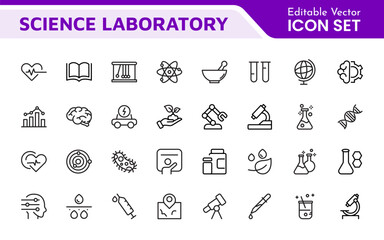 Science Icon Set. Iconl for Chemistry, Biology, Physics, Astronomy, Lab Projects, Research, Academic, Scientific Research, Laboratory Work, Academic Studies, Experiments, and STEM Education