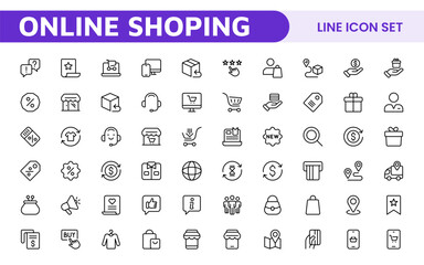 Shopping Icon Set. Vibrant and engaging icons for enhancing e-commerce platforms, perfect for product listings, cart management, and checkout processes to elevate the online shopping experience.