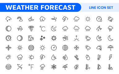 Weather Forecast Icon Set. Bright and dynamic icons for accurate weather reporting, perfect for enhancing apps, websites, and digital platforms Vector icons.