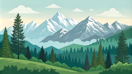 Fototapeta premium Landscape vector, mountains multipurpose illustration, scalable illustration