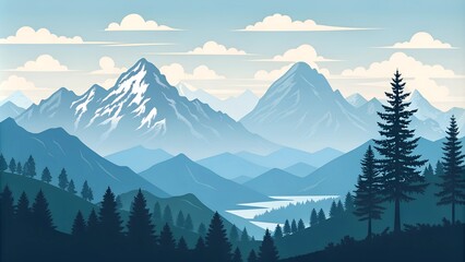 Fototapeta premium Landscape vector, mountains multipurpose illustration, scalable illustration