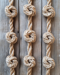 Intricate nautical rope knots on wooden surface for rustic home decor