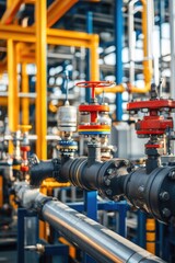 Closeup of Industrial Pipework and Valves