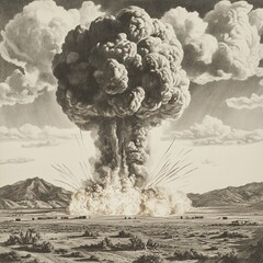 Explosion of nuclear bomb. Nuclear war.