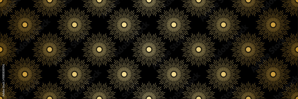 Poster art deco sun vector banner elegant sunburst seamless repeating pattern design
