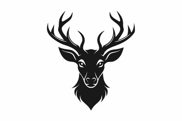 A Deer Head Silhouette Vector Illustration with white background