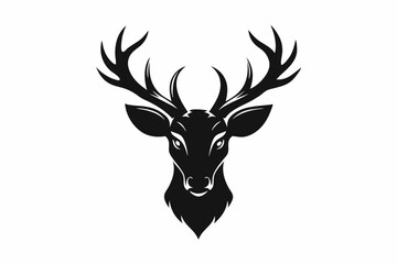 Naklejka premium A Deer Head Silhouette Vector Illustration with white background