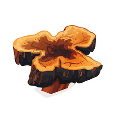 Fototapeta premium Simple flat 2D illustration of a Chaga mushroom isolated on a white background, vector 2D design, icon, vector vegetables 