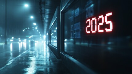 Modern Countdown Clock in Soft Lighting at Night