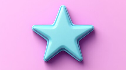 Obraz premium 3D rendering of a turquoise star icon on a pastel purple background in a minimalist style, featuring sharp details and high resolution, ideal for modern designs, flat lay, and isometric views.