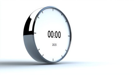 Sleek Timer on White Background with Soft Shadows