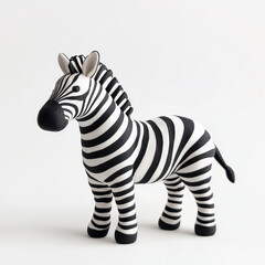 A charming zebra figurine with bold black and white stripes, perfect for decor or children's playtime. isolated on white background.
